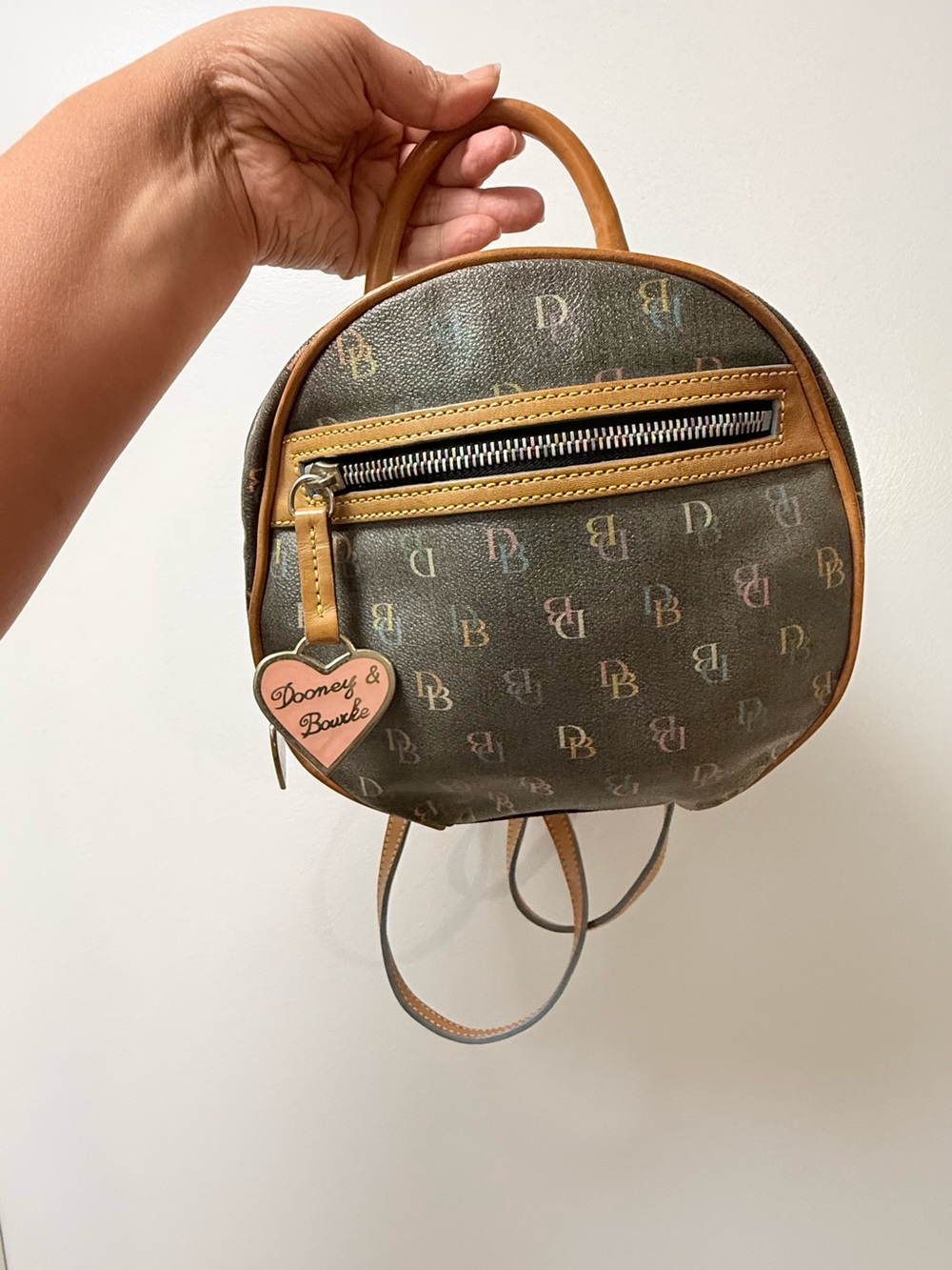 Dooney & Bourke Brown Multicolor Monogram Round Mini Backpack